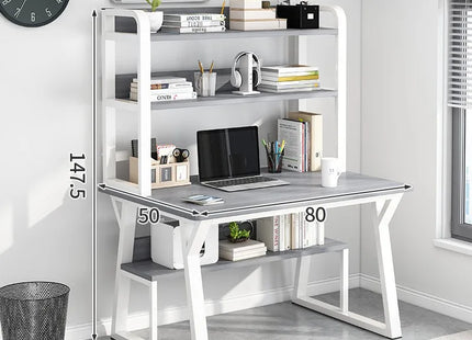 Bureau d’Ordinateur Multifonctionnel pour Chambre à Coucher – Simple et Élégant – Avec Bibliothèque Intégrée et Bureau d’Écriture – Style Modern Minimalism – Bois Durable – Poids 25 kg – Idéal pour Étude, Maison, Bureau