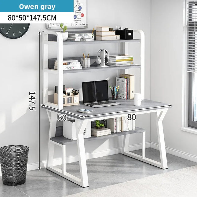 Bureau d’Ordinateur Multifonctionnel pour Chambre à Coucher – Simple et Élégant – Avec Bibliothèque Intégrée et Bureau d’Écriture – Style Modern Minimalism – Bois Durable – Poids 25 kg – Idéal pour Étude, Maison, Bureau