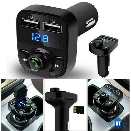 Car Bluetooth 5.0 FM Transmitter - Dual USB 3.1A - Fast Charging - Digital Display - Hands-Free Kit 