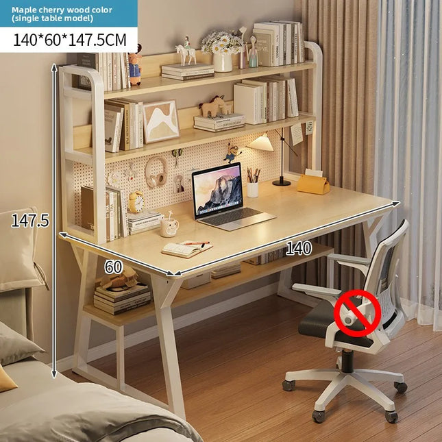 Bureau d'Ordinateur Stable avec Étagère Intégrée – Bureau d'Écriture pour la Maison – Petit Bureau Simple pour Appartement – Avec Panneau Perforé – Design Compact et Fonctionnel – Idéal pour Petits Espaces – Style Simple – Bois Durable