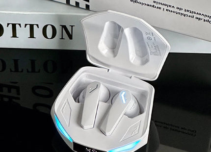 Lenovo Pro XT – Écouteurs Bluetooth 5.4 Gaming à Faible Latence, Affichage LED, Mode Double Jeu/Musique, IPX4 (Noir/Blanc/Gris)