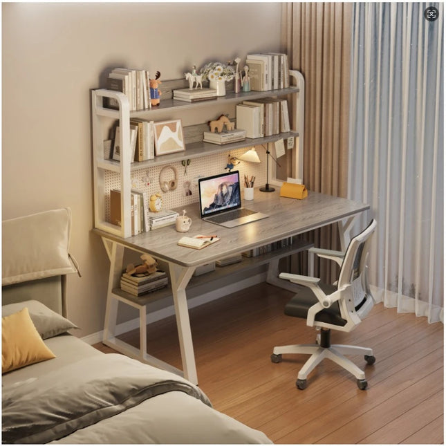 Bureau d’Ordinateur Multifonctionnel pour Chambre à Coucher – Simple et Élégant – Avec Bibliothèque Intégrée et Bureau d’Écriture – Style Modern Minimalism – Bois Durable – Poids 25 kg – Idéal pour Étude, Maison, Bureau