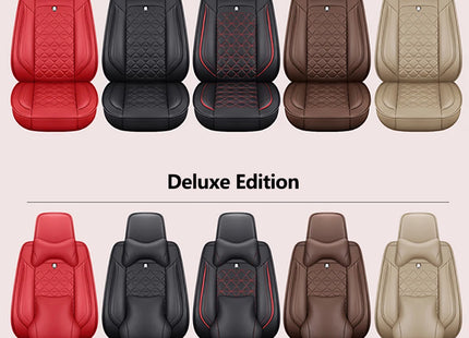Housse de Siège de Voiture 5 Places Universelle – Pour la Plupart des Sièges de Voiture – Éponge et Cuir Artificiel – Rembourrage Mousse à Mémoire de Forme – Imperméable – Toutes Saisons – Rangement et Organisation – Protection Complète