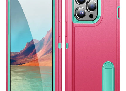 3-Layer Military-Grade Shockproof Case with Kickstand | For iPhone 17 Pro Max, 16, 15, 14, 13, 12, 11 Pro Max Plus, etc. | Heavy-Duty PC + TPU Protection