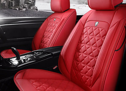Housse de Siège de Voiture 5 Places Universelle – Pour la Plupart des Sièges de Voiture – Éponge et Cuir Artificiel – Rembourrage Mousse à Mémoire de Forme – Imperméable – Toutes Saisons – Rangement et Organisation – Protection Complète