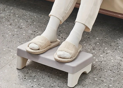 Repose-Pieds Ergonomique en PP pour Bureau – Confortable et Peu Encombrant – Convient Sous le Bureau, au Travail, sur le Canapé et à l'Étude – Rembourré – Rotatif – Coloris Blanc, Gris, Bleu – Plastique Durable