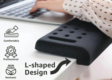 Repose-Poignet Ergonomique en Forme de L – Support pour Poignet et Avant-Bras – Base en Mousse Antidérapante – Confort Optimal pour le Travail sur Ordinateur – Cuir de Haute Qualité – 1 Pièce