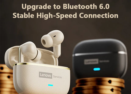 Lenovo Pro LE2 TWS – Écouteurs Bluetooth 6.0 Cuir, Réduction de Bruit ENC, 36h Autonomie, 38ms Latence pour Jeu