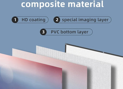 Écran de Projection Anti-Lumière 16:9 - Toile Réfléchissante Portable 60 à 133 Pouces - Grille Blanche Haute Définition 4K - Gain x2.5