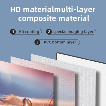 16:9 Anti-Glare Projection Screen - Portable Reflective Screen 60 to 133 Inches - High Definition 4K White Grid - 2.5x Gain 