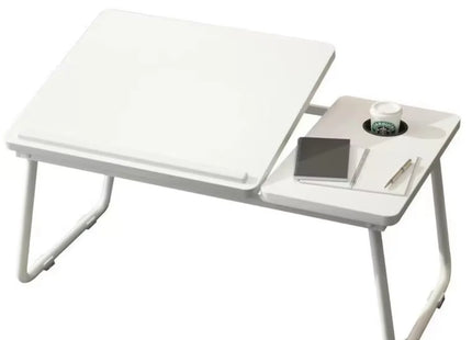 Table Ergonomique Pliable – Lit Intégré – Bureau Paresseux pour Ordinateur Portable – Hauteur Réglable – Polyvalent – Forme en L – Bois Massif – Poids 2,1 kg – Coloris Noir, Blanc, Bois – Moderne et Compact