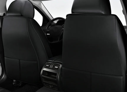 Housse de Siège de Voiture 5 Places – Nouveau Support Lombaire Fixe – Cuir Nappa Soie Glacée – Universel Quatre Saisons – Adapté à la Plupart des Voitures – Mousse PE Rembourrée