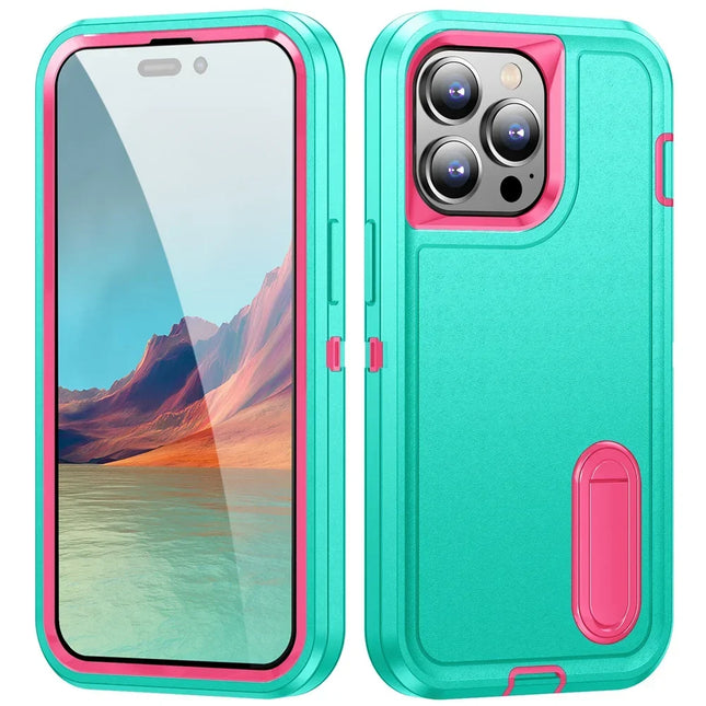Coque Étui Anti-Choc Militaire à 3 Couches avec Support Kickstand | Pour iPhone 17 Pro Max, 16 15 14 13 12 11 Pro Max Plus etc | Protection Lourde PC + TPU