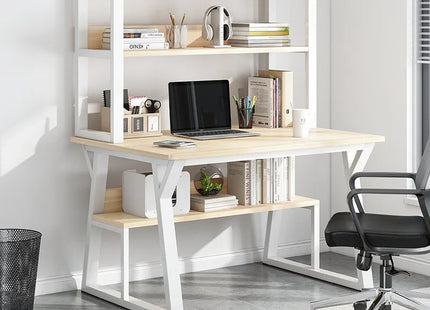 Bureau d’Ordinateur Multifonctionnel pour Chambre à Coucher – Simple et Élégant – Avec Bibliothèque Intégrée et Bureau d’Écriture – Style Modern Minimalism – Bois Durable – Poids 25 kg – Idéal pour Étude, Maison, Bureau