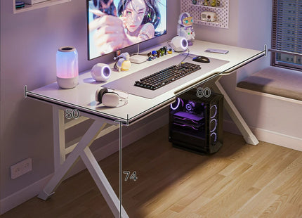 Bureau d'Ordinateur de Jeu et de Diffusion Web – Bureau à Domicile – Table Ergonomique – Chambre à Coucher Simple Moderne – Table d'Étude – Pliable – Coloris Blanc/Noir – Panneau de Densité – Style Simple et Moderne