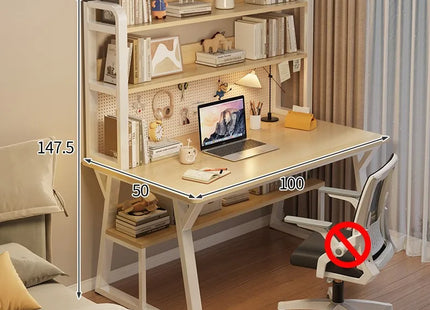 Bureau d’Ordinateur Multifonctionnel pour Chambre à Coucher – Simple et Élégant – Avec Bibliothèque Intégrée et Bureau d’Écriture – Style Modern Minimalism – Bois Durable – Poids 25 kg – Idéal pour Étude, Maison, Bureau