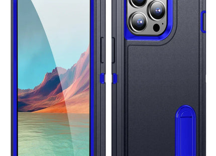 3-Layer Military-Grade Shockproof Case with Kickstand | For iPhone 17 Pro Max, 16, 15, 14, 13, 12, 11 Pro Max Plus, etc. | Heavy-Duty PC + TPU Protection