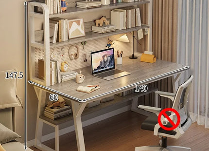 Bureau d’Ordinateur Multifonctionnel pour Chambre à Coucher – Simple et Élégant – Avec Bibliothèque Intégrée et Bureau d’Écriture – Style Modern Minimalism – Bois Durable – Poids 25 kg – Idéal pour Étude, Maison, Bureau