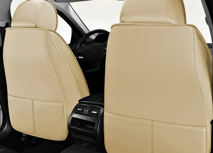 Housse de Siège de Voiture 5 Places – Nouveau Support Lombaire Fixe – Cuir Nappa Soie Glacée – Universel Quatre Saisons – Adapté à la Plupart des Voitures – Mousse PE Rembourrée