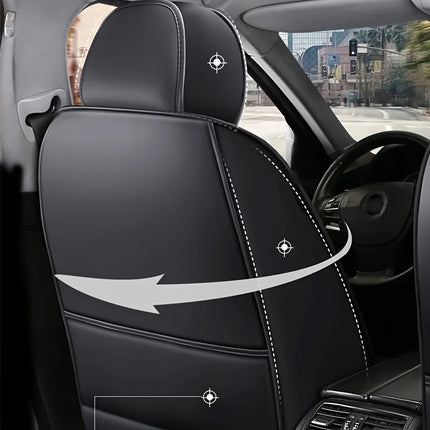 All-Inclusive Seat Cover, Universal Leather Car Seat Cover - Full Leather - All Seasons - PE Foam Padded - Available Individually or in Pairs, full leather, all-season universal cushion cover