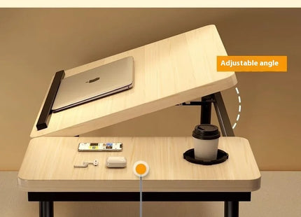 Table Ergonomique Pliable – Lit Intégré – Bureau Paresseux pour Ordinateur Portable – Hauteur Réglable – Polyvalent – Forme en L – Bois Massif – Poids 2,1 kg – Coloris Noir, Blanc, Bois – Moderne et Compact