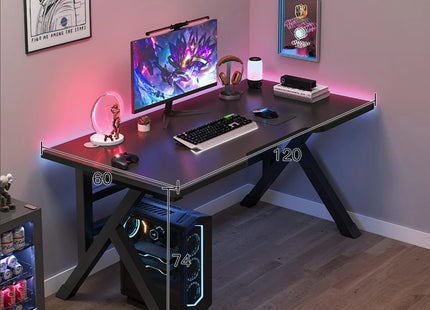 Bureau d'Ordinateur de Jeu et de Diffusion Web – Bureau à Domicile – Table Ergonomique – Chambre à Coucher Simple Moderne – Table d'Étude – Pliable – Coloris Blanc/Noir – Panneau de Densité – Style Simple et Moderne