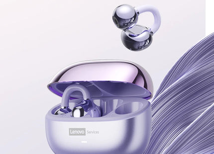 Casque Bluetooth Lenovo Pro LE3  : Réduction de Bruit Active, 25h d'Autonomie, Écouteurs Sport Clip Ear (IPX4, Bluetooth 6.0) - Gris/Violet/Beige/Rose