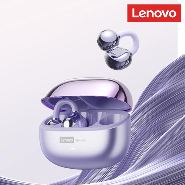 Casque Bluetooth Lenovo Pro LE3  : Réduction de Bruit Active, 25h d'Autonomie, Écouteurs Sport Clip Ear (IPX4, Bluetooth 6.0) - Gris/Violet/Beige/Rose