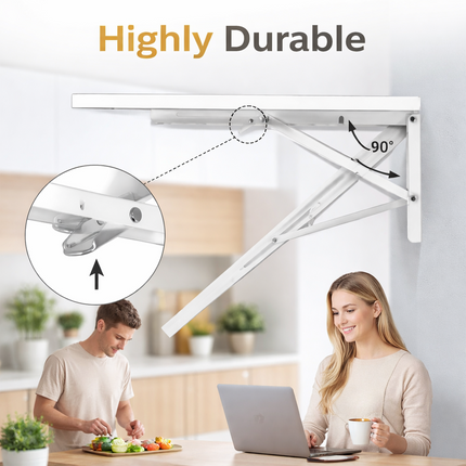 Table Pliante Murale Améliorée – Tailles : 80×40 cm, 100×50 cm, 120×50 cm – Bureau Rabattable avec Supports en Acier Pliants – Surface Imperméable – Charge Jusqu’à 81 kg – Pour Buanderie, Cuisine, Garage, Bureau, Atelier