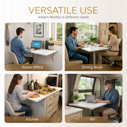 Table Pliante Murale Améliorée – Tailles : 80×40 cm, 100×50 cm, 120×50 cm – Bureau Rabattable avec Supports en Acier Pliants – Surface Imperméable – Charge Jusqu’à 81 kg – Pour Buanderie, Cuisine, Garage, Bureau, Atelier
