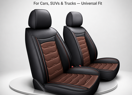 Housses de Siège de Voiture en Cuir Véritable 5 Places – Toutes Saisons – Universelles – Adaptées aux Voitures, SUV, Camions – Accessoires Intérieurs Automobiles Durables de Qualité Supérieure – Fibre Synthétique – Remplissage Coton
