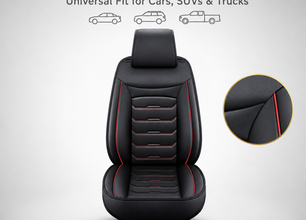 Housses de Siège de Voiture en Cuir Véritable 5 Places – Toutes Saisons – Universelles – Adaptées aux Voitures, SUV, Camions – Accessoires Intérieurs Automobiles Durables de Qualité Supérieure – Fibre Synthétique – Remplissage Coton
