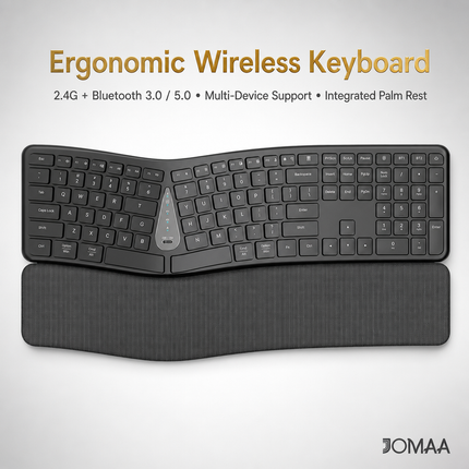 2.4 GHz Wireless Ergonomic Keyboard – Natural Split Design – Integrated Wrist Rest – Adjustable Tilts – 111 Keys with Numeric Keypad – Silent and Responsive Keys – Rechargeable – Compatible with PC, Mac, Tablet