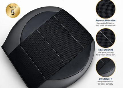 Housse de Siège de Voiture Universelle en Cuir PU – Ensemble Complet 9 Pièces – Luxe – 5 Sièges – Haute Qualité – Protection Complète 5 Places pour Voitures, SUV, Camions, Fourgonnettes