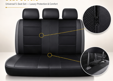Housse de Siège de Voiture Universelle en Cuir PU – Ensemble Complet 9 Pièces – Luxe – 5 Sièges – Haute Qualité – Protection Complète 5 Places pour Voitures, SUV, Camions, Fourgonnettes