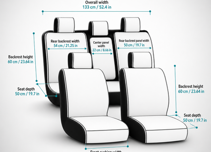 Housses de Siège de Voiture Universelles 5 Places – Style Professionnel Simple – Confortables et Durables pour Toutes les Saisons – Adaptées à la Plupart des Véhicules – Cuir Artificiel – Mousse PE Rembourrée