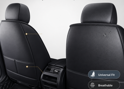 Housse de Siège de Voiture 5 Places Universelle – Pour la Plupart des Sièges de Voiture – Éponge et Cuir Artificiel – Rembourrage Mousse à Mémoire de Forme – Imperméable – Toutes Saisons – Rangement et Organisation – Protection Complète