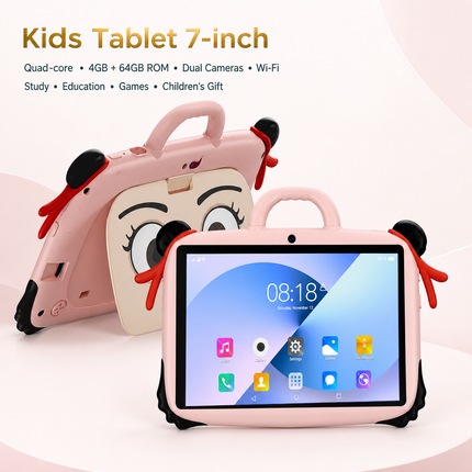 Tablette Enfant 7 Pouces avec Écran IPS, Caméra Double, 4GB+64GB, Android 13 - Idéale pour Études et Jeux
