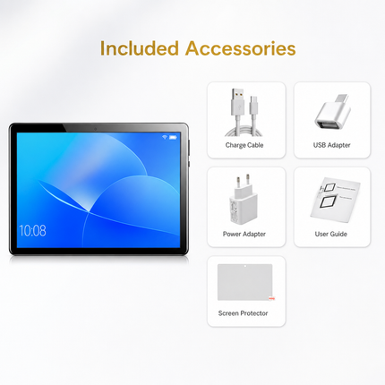 Tablette Android 13 10,1 po 4G LTE – 128 Go, processeur octocœur, écran IPS, double caméra et batterie 5000 mAh appel téléphonique Core 8 CPU AI accélère