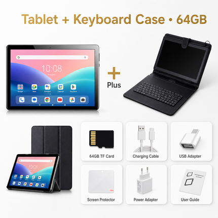 Tablette Android 13 10,1 po 4G LTE – 128 Go, processeur octocœur, écran IPS, double caméra et batterie 5000 mAh appel téléphonique Core 8 CPU AI accélère