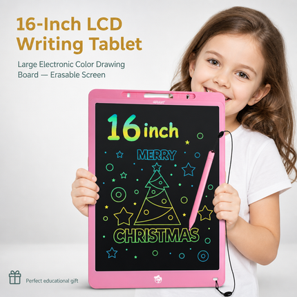 Tablette d’écriture LCD 16 pouces – Ardoise électronique effaçable pour dessin et apprentissage dès 3 ans