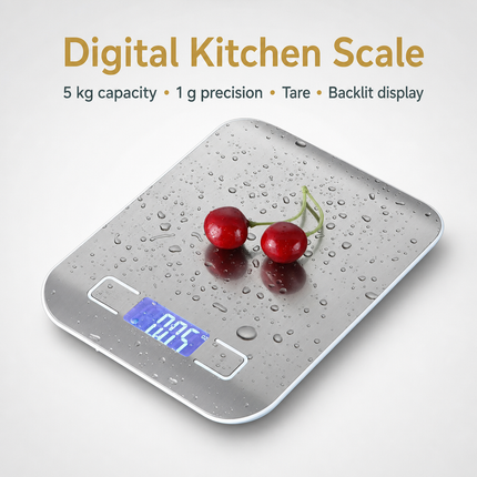 Balance de Cuisine Électronique Précise 1g - 5kg, Écran LCD, Compacte et Portable pour Bâtir et Cuisiner à la Maison