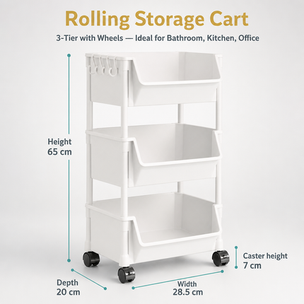 Chariot de rangement à roulettes 2 à 5 niveaux en plastique – Étagère mobile pour cuisine, salle de bain, bureau, livres, jouets et produits du quotidien