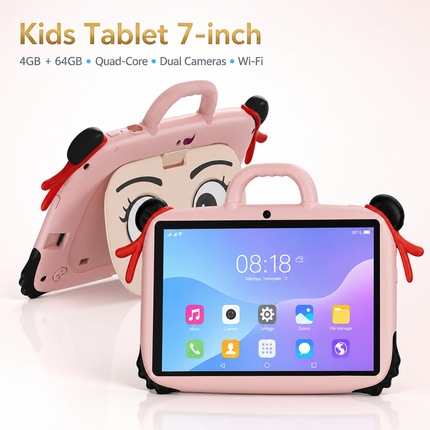 Tablette Enfant 7 Pouces avec Écran IPS, Caméra Double, 4GB+64GB, Android 13 - Idéale pour Études et Jeux