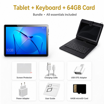 Tablette Android 13 10,1 po 4G LTE – 128 Go, processeur octocœur, écran IPS, double caméra et batterie 5000 mAh appel téléphonique Core 8 CPU AI accélère