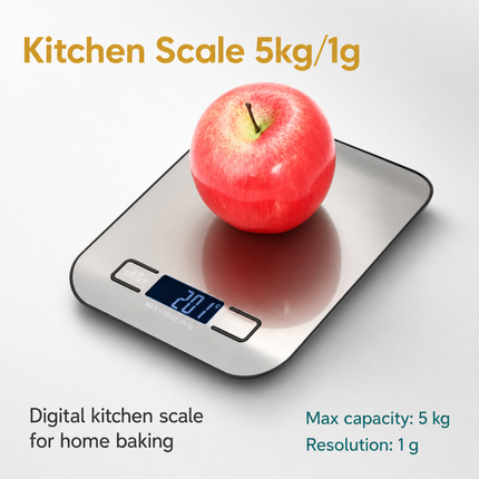 Balance de Cuisine Électronique Précise 1g - 5kg, Écran LCD, Compacte et Portable pour Bâtir et Cuisiner à la Maison