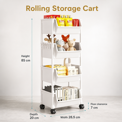 Chariot de rangement à roulettes 2 à 5 niveaux en plastique – Étagère mobile pour cuisine, salle de bain, bureau, livres, jouets et produits du quotidien