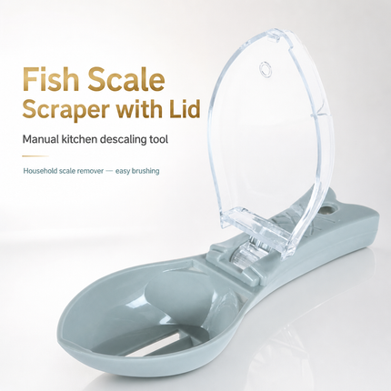 Grattoir à Écailles de Poisson Manuel avec Couvercle – Élimination des Écailles et Brossage – Outil de Cuisine et de Pêche – Matériau ABS Durable – Coloris Vert
