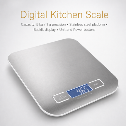 Balance de Cuisine Électronique Précise 1g - 5kg, Écran LCD, Compacte et Portable pour Bâtir et Cuisiner à la Maison