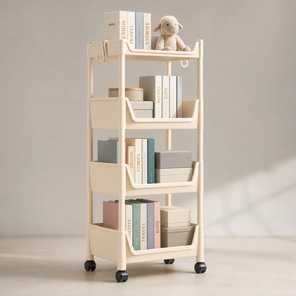 Chariot de rangement à roulettes 2 à 5 niveaux en plastique – Étagère mobile pour cuisine, salle de bain, bureau, livres, jouets et produits du quotidien